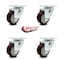 Service Caster 3.5 Inch Maroon Polyurethane Wheel Swivel Top Plate Caster Set SCC-20S3514-PPUB-MRN-4 - alternate 5